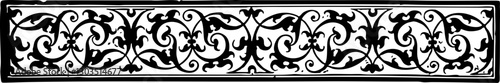 Intricate Ornamental Flourish: A 19th Century Decorative Border in Black and White Ideal for Vintage Design Projects