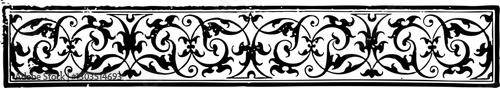 Ornate 19th Century Decorative Border in Black and White, Ideal for Vintage Design Projects