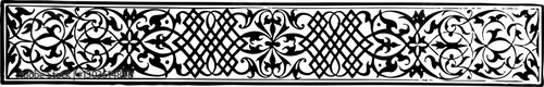 Intricate 19th Century Decorative Border: A Black and White Floral Motif for Artistic Designs