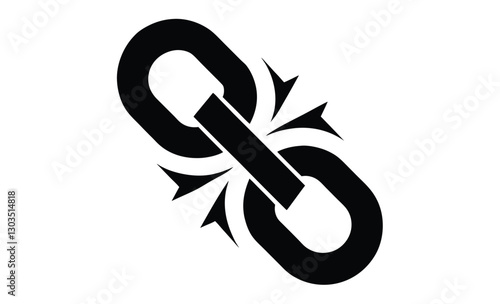 Broken chain link icon, broken chain link icon, vector illustration