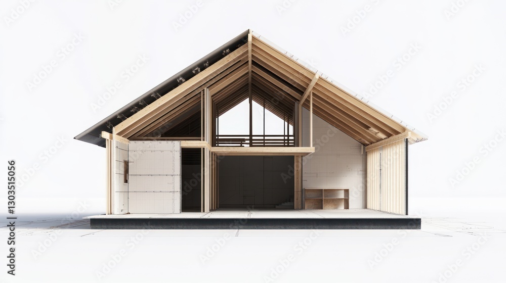 Architectural model of a house interior design, modern style, 3D render Architectural model of a house interior design, modern style, 3D render