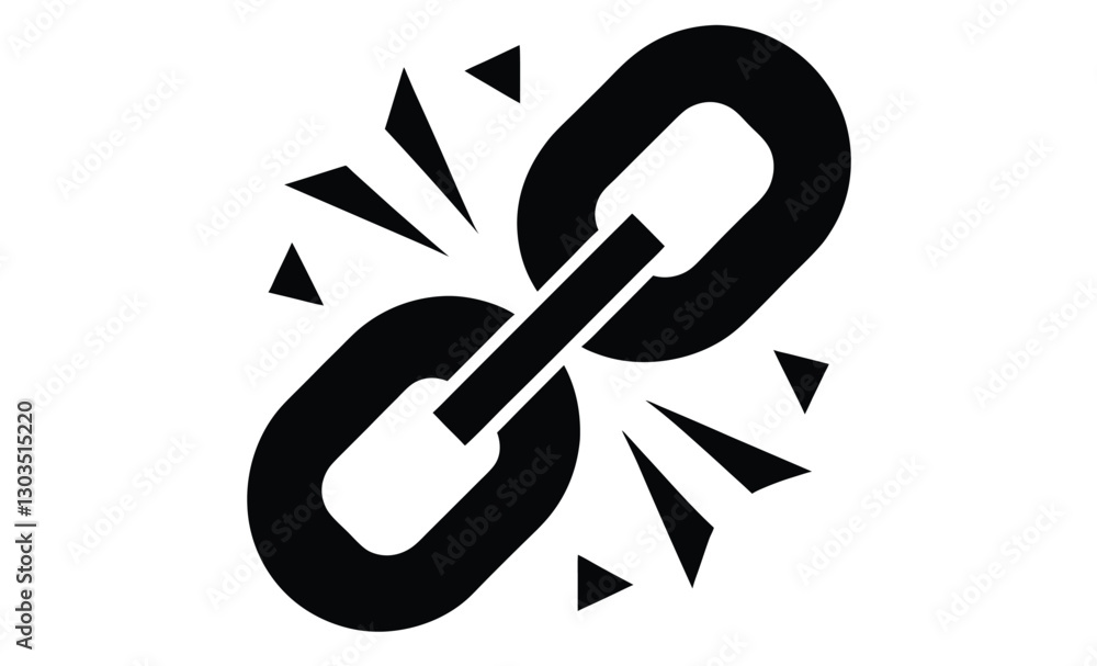 Broken chain link icon, broken chain link icon, vector illustration