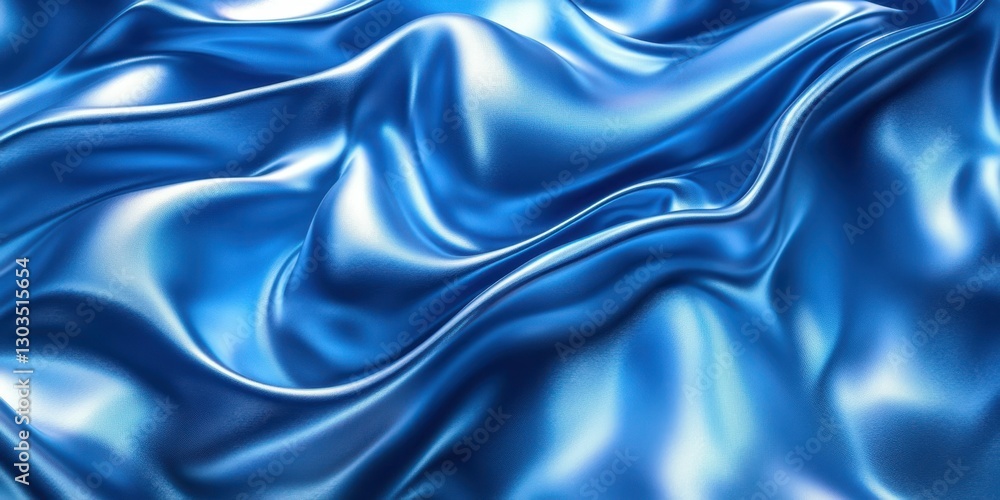 Obraz premium Vibrant blue silk fabric draping elegantly across a surface showcasing smooth texture and rich color