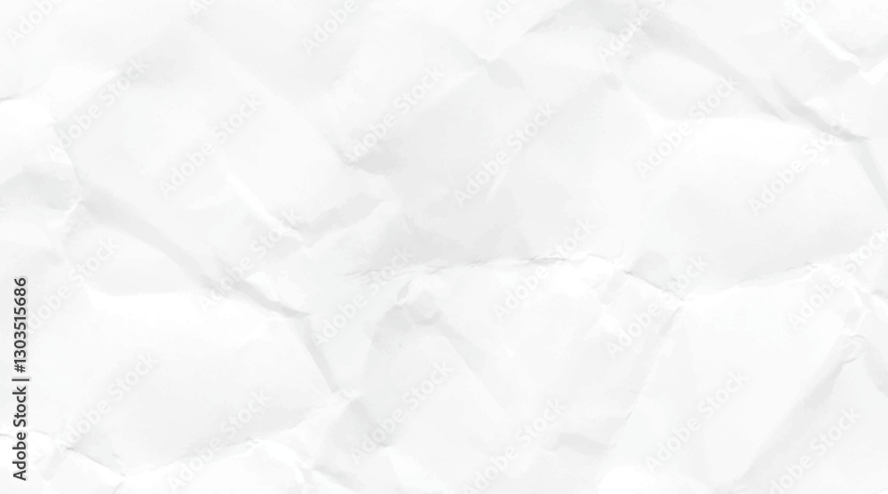 Naklejka premium Wrinkled white paper texture with soft creases and folds, ideal for backgrounds. white crumpled paper texture background texture