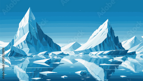 Majestic icebergs floating in a serene Arctic landscape