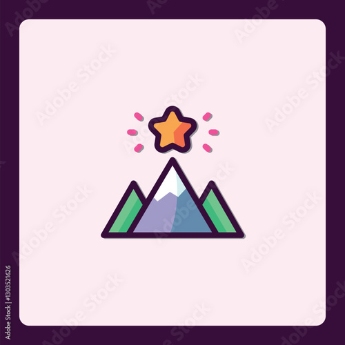 Stylized Icon Presenting Mountain Peaks with a Shining Star Above Them photo