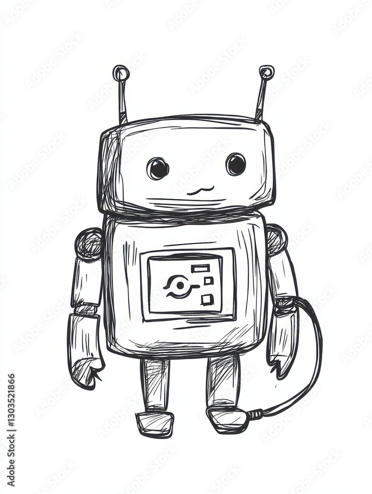 Naklejka premium Android charges from battery hand drawn outline doodle icon. Advance cybernetic, human power technology concept. Vector sketch illustration for print, web, mobile and infographics on white background