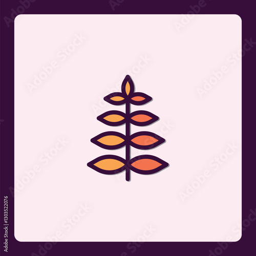 Stylized botanical plant icon with organic shapes and warm color palette