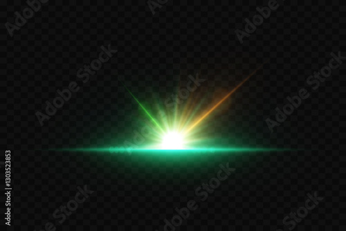 Neon glare of light, star sparks, light rays and lines.