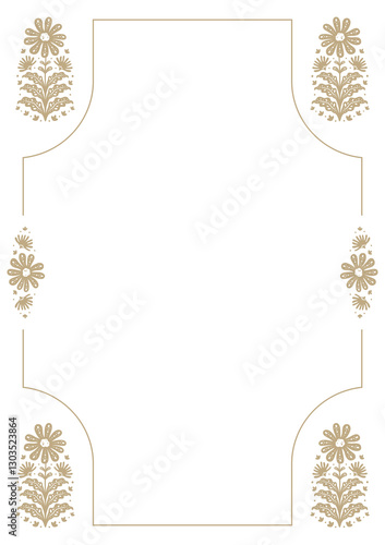 Beautiful floral flower border frame background in vintage victorian art nouveau illustration style for invitation poster printable card fairy tale book page journal memo notes digital scrapbook paper