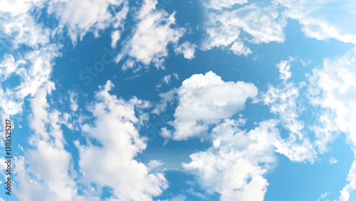 The daytime sky is sunny. Blue sky with white clouds. Sunshine clouds sky after raining background. Environment and temperature from beautiful summer spring season.