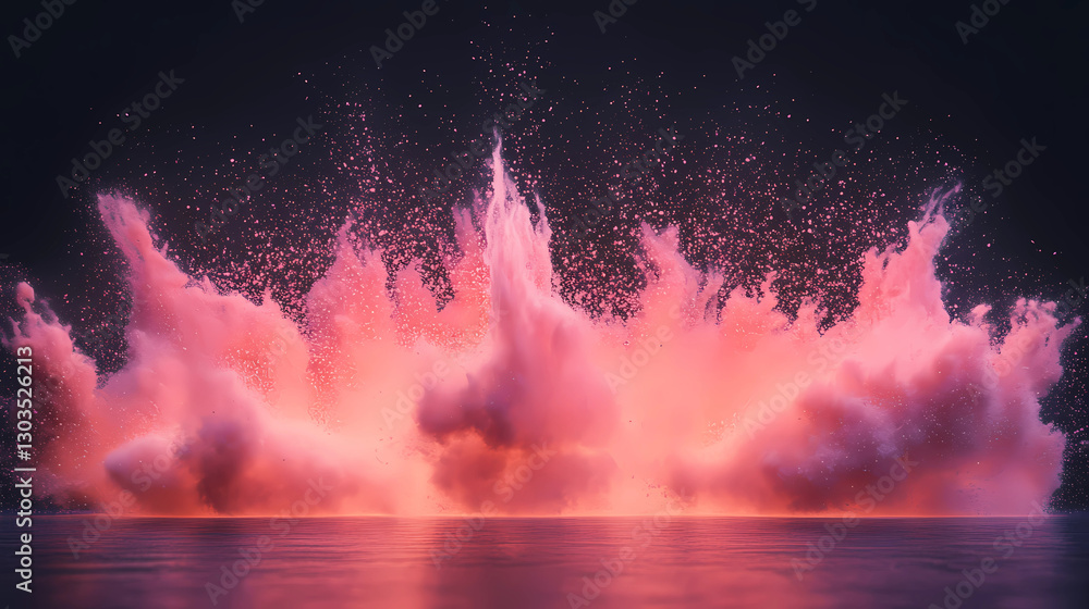 Fototapeta premium Thousands of pink particles assembling into a wave-like formation