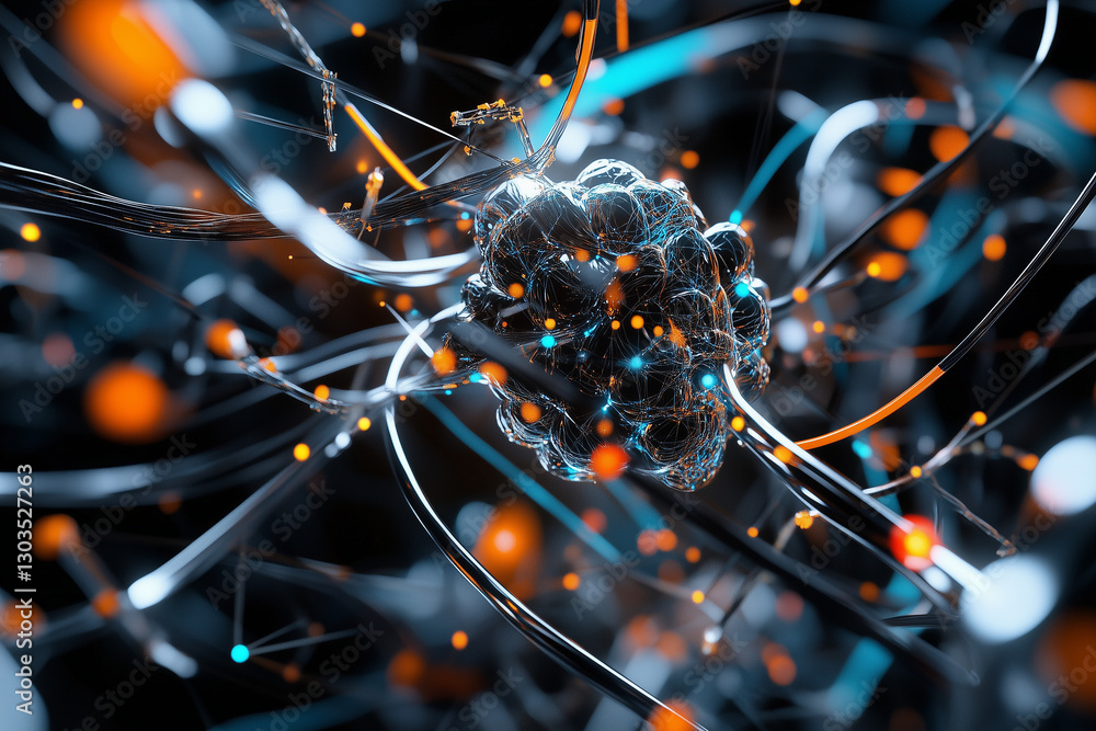 Electronic circuit board, digital background perfect for tech processes, neural networks, artificial intelligence, data transfer and encryption