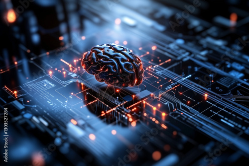 Obraz na płótnie Electronic circuit board, digital background perfect for tech processes, neural networks, artificial intelligence, data transfer and encryption w salonie