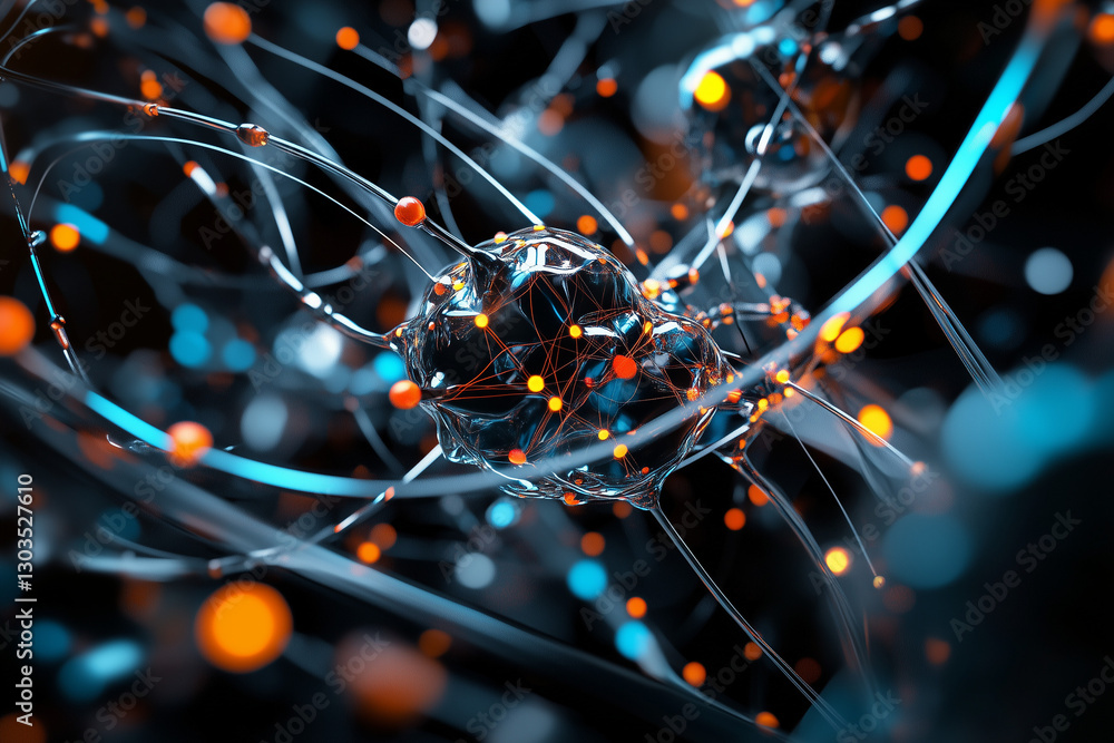 Electronic circuit board, digital background perfect for tech processes, neural networks, artificial intelligence, data transfer and encryption