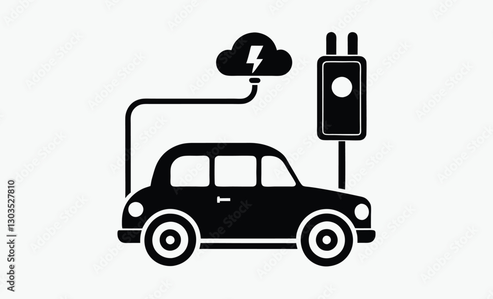 electric vehicle charger icon, electric vehicle charging icon, EV station vector illustration electric vehicle charger icon, electric vehicle charging icon, EV station vector illustration