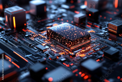 Obraz na płótnie Electronic circuit board, digital background perfect for tech processes, neural networks, artificial intelligence, data transfer and encryption w salonie