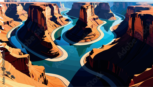 Majestic canyon landscape with winding river views