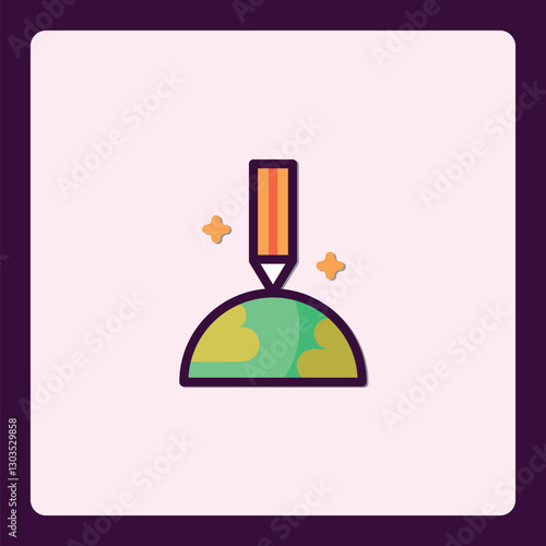 Conceptual vector icon representing creative global solutions and innovations