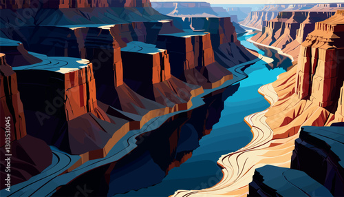 Majestic canyon landscape with winding river views