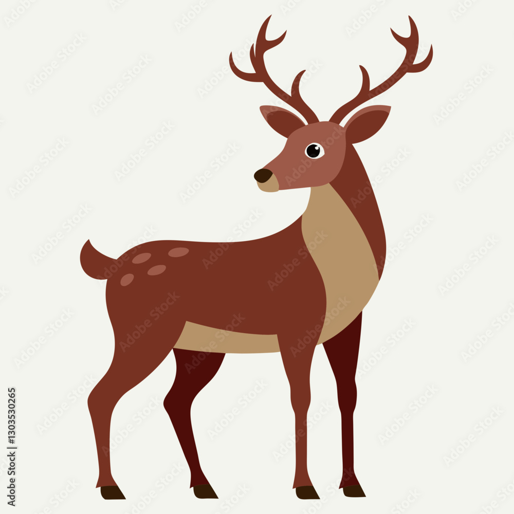 Obraz premium A close-up, face-to-face vector illustration of a male reindeer, showcasing its majestic antlers and full body in stunning detail.