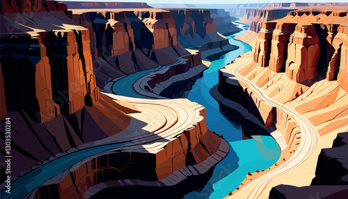 Majestic canyon landscape with winding river views