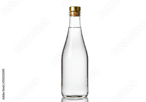 Wallpaper Mural A tall elegant glass bottle filled with clear water sealed with a cork isolated on transparent background Torontodigital.ca