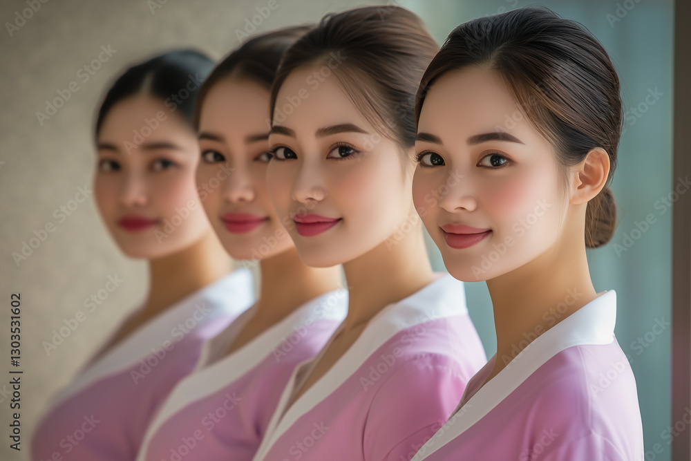 Photography of aesthetic Laos team therapists in beauty center.
Photography of aesthetic Laos team therapists in beauty center.
