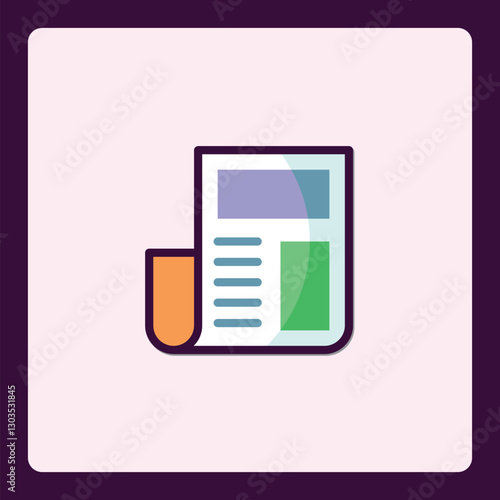 Symbol of News Publication, Rolled Newspaper Icon for Digital Media Design