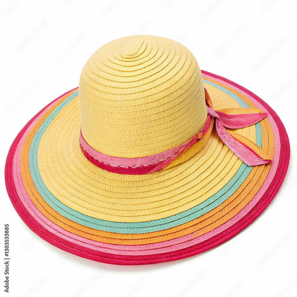 Overhead View of a Straw Hat Summer Fashion Accessory Overhead View of a Straw Hat Summer Fashion Accessory