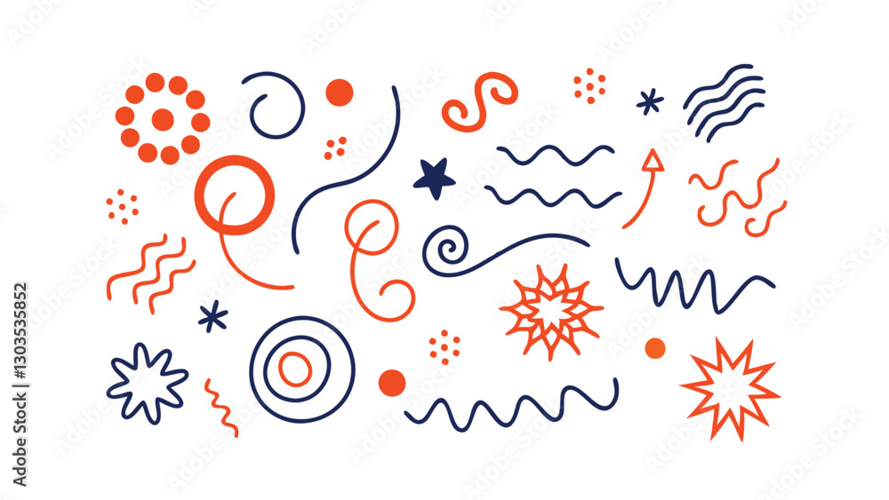 Abstract Shapes, Doodle Icons, Design Elements, Vector Graphics, Orange, Blue, Swirls, Lines, Stars, Abstract Shapes, Doodle Icons, Design Elements, Vector Graphics, Orange, Blue, Swirls, Lines, Stars,