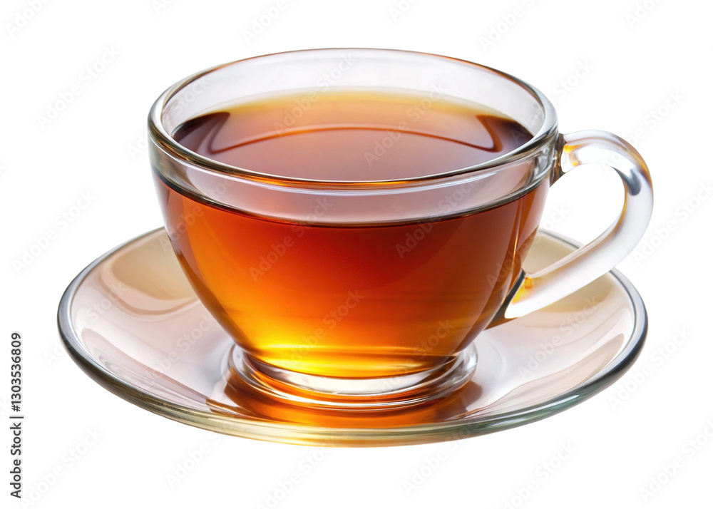Glass cup of hot tea on saucer, A transparent glass cup filled with hot tea, placed on a matching glass saucer, isolated on a white background, symbolizing warmth and elegance.
Glass cup of hot tea on saucer, A transparent glass cup filled with hot tea, placed on a matching glass saucer, isolated on a white background, symbolizing warmth and elegance.