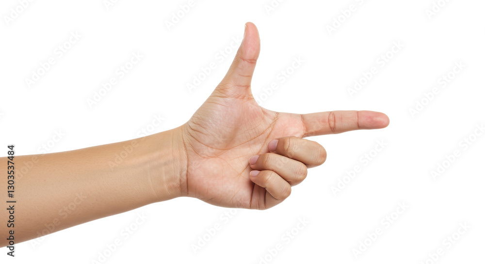 A fair skinned hand makes a precise pinching gesture with the thumb and index finger isolated on transparent background A fair skinned hand makes a precise pinching gesture with the thumb and index finger isolated on transparent background