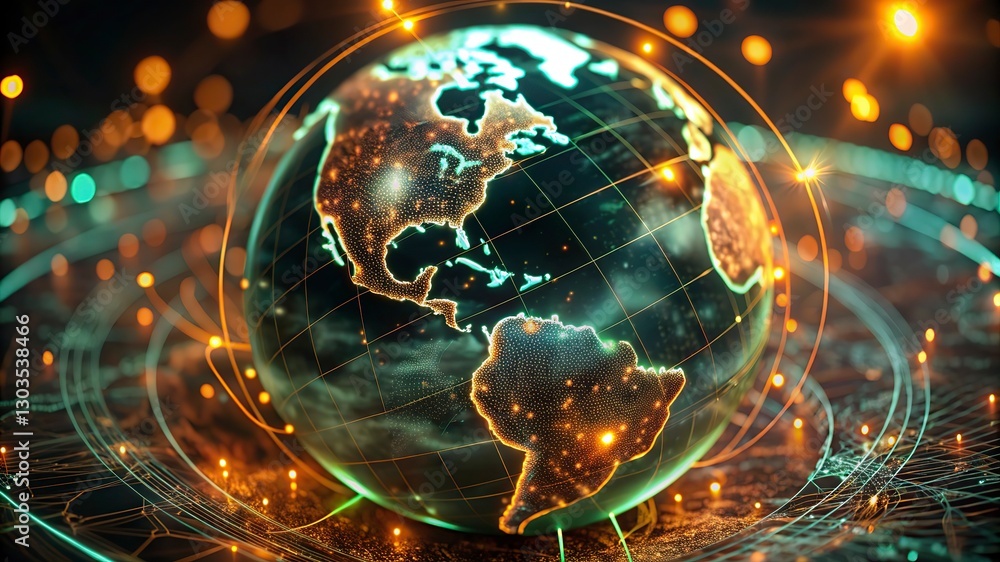 Obraz premium Earth from space showing international network representing communication, travel and connections. 3D illustration.