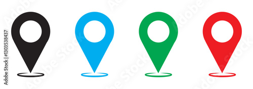 
location icon set map pointer pin sign symbol red black outline destination icon place address navigation locator sign vector illustration
