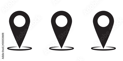 
location icon set map pointer pin sign symbol red black outline destination icon place address navigation locator sign vector illustration