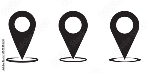 
location icon set map pointer pin sign symbol red black outline destination icon place address navigation locator sign vector illustration