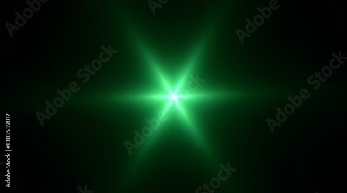 Wallpaper Mural Green Starburst Flare on Black Background - Bright Glowing Light Effect - Vivid Image Torontodigital.ca