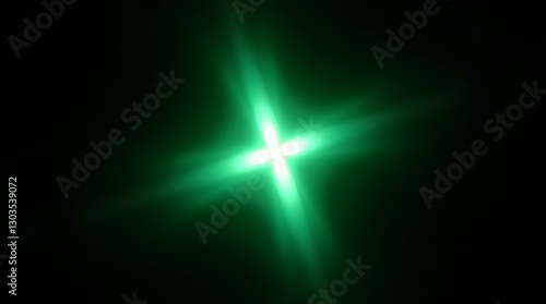 Wallpaper Mural Luminous Green Starburst Cross Light Effect Black Background Torontodigital.ca