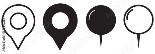 Set of map pin location icons. Modern map markers .Vector illustration on a white background.