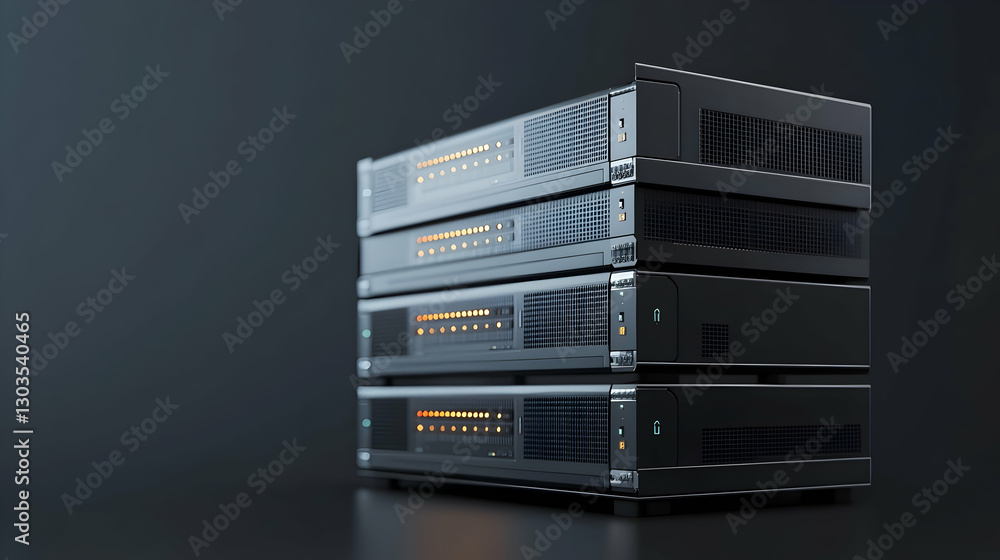 Three dimensional render of three stacked 19 inch server modules Three dimensional render of three stacked 19 inch server modules