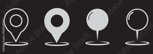Location pin icon. Map pin place marker. Location icon. Map marker pointer icon set. GPS location symbol collection. Flat style - stock vector.