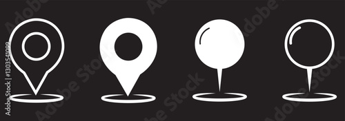 Location pin icon. Map pin place marker. Location icon. Map marker pointer icon set. GPS location symbol collection. Flat style - stock vector.
