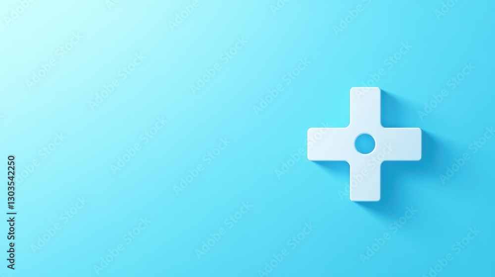 3D Plus Sign on Light Blue Background. Possible use Stock Photo 3D Plus Sign on Light Blue Background. Possible use Stock Photo