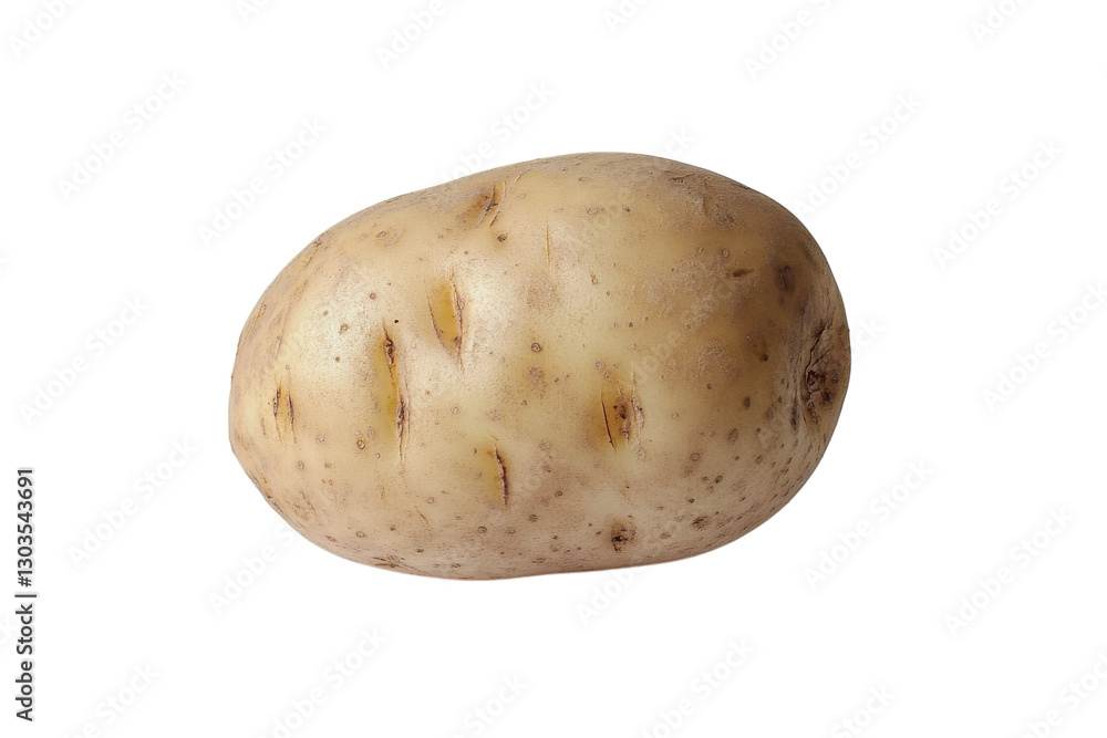 A brown potato against a soft background highlights its earthy texture and shape isolated on transparent background A brown potato against a soft background highlights its earthy texture and shape isolated on transparent background