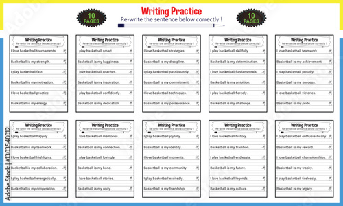 Simple sentence tracing worksheets for children