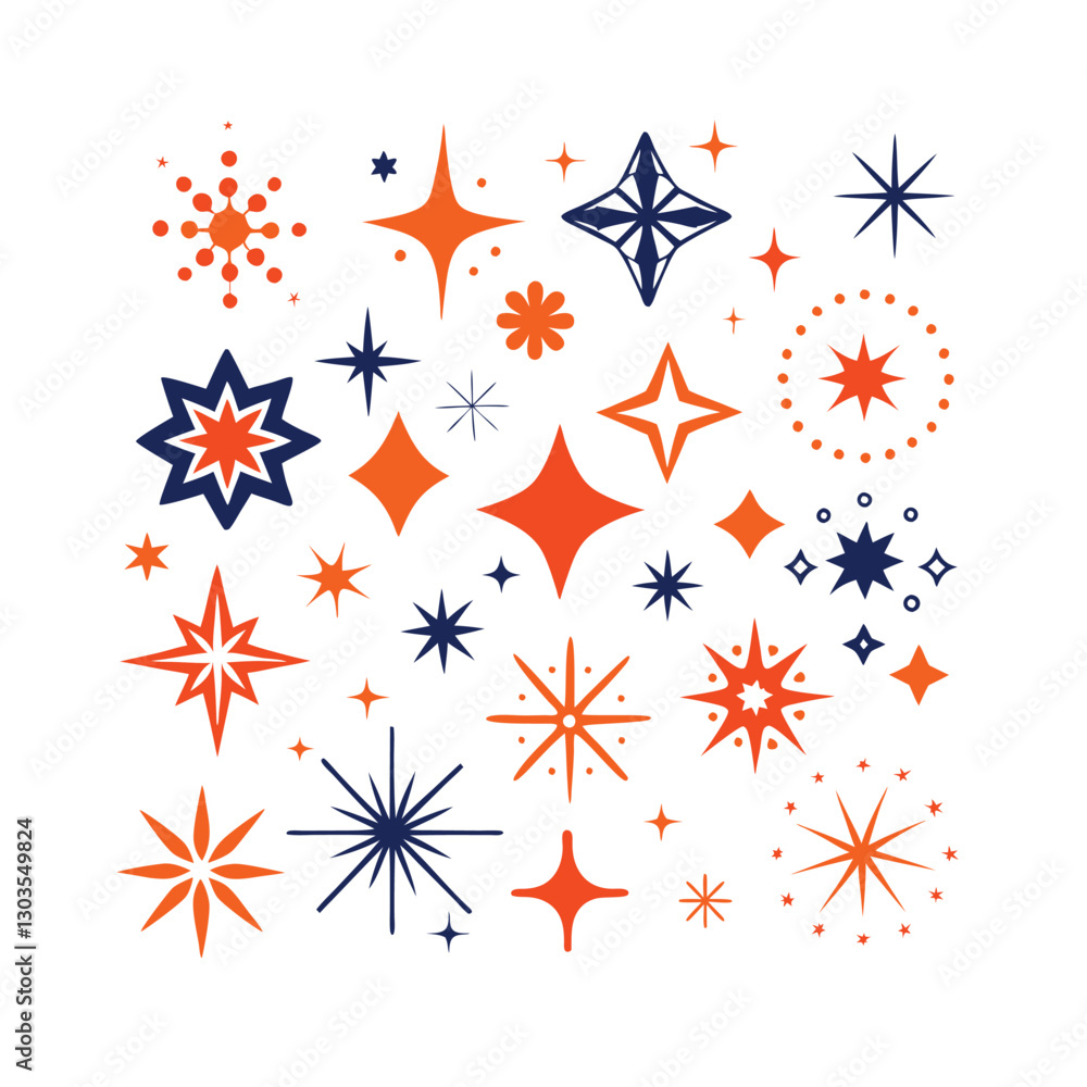 Sparkling Stars, Twinkling Lights, Festive Burst Design Elements Sparkling Stars, Twinkling Lights, Festive Burst Design Elements