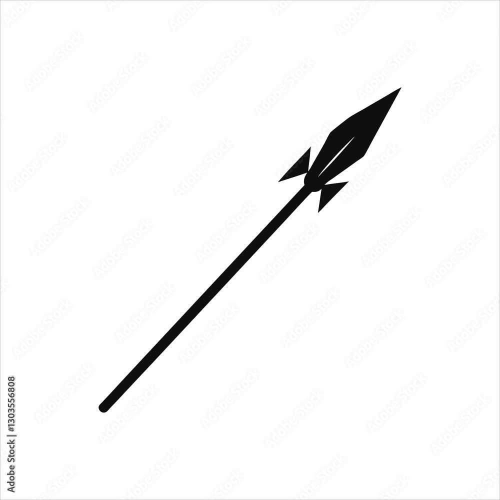 Tribal Spear Symbol Black Silhouette Vector Illustration Tribal Spear Symbol Black Silhouette Vector Illustration