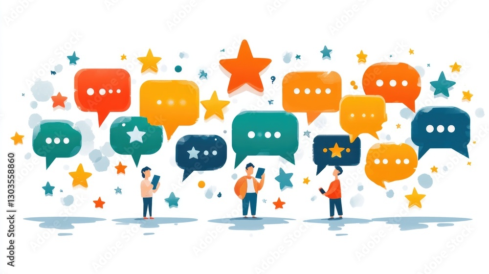 Colorful chat bubbles representing diverse conversations Colorful chat bubbles representing diverse conversations