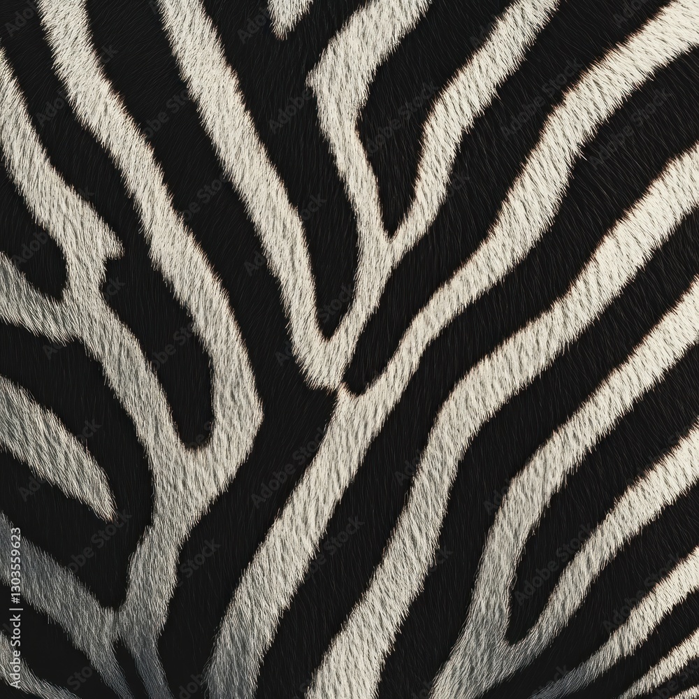 Zebra skin texture isolated on white background. Close-up zebra pattern. Wild Animal fur. Zebra stripes. Realistic zebra skin. Zebra texture design element. Detailed zebra skin close-up for Designers.